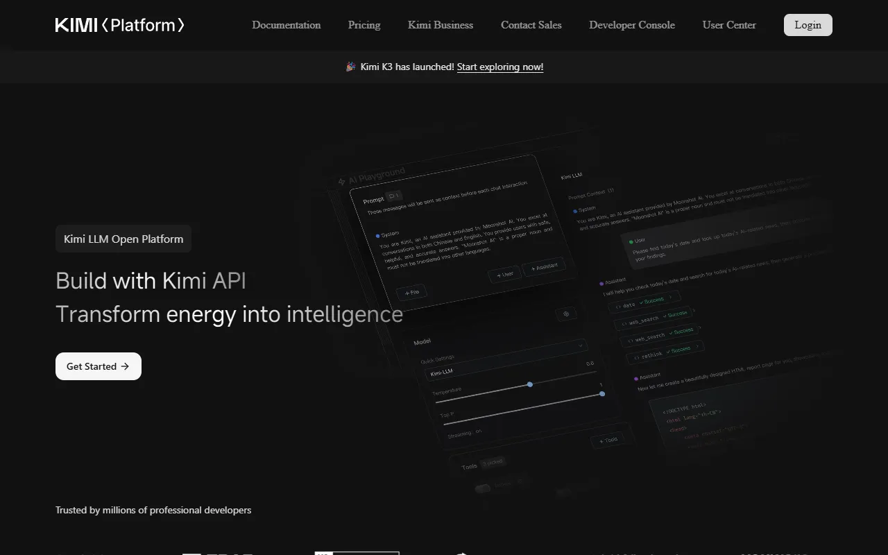 Kimi Business website screenshot