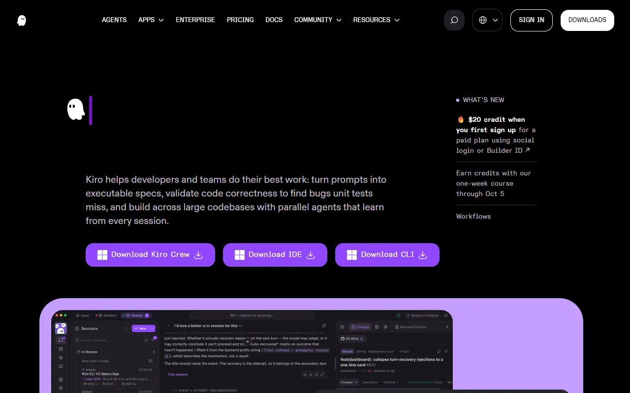 Kiro website screenshot