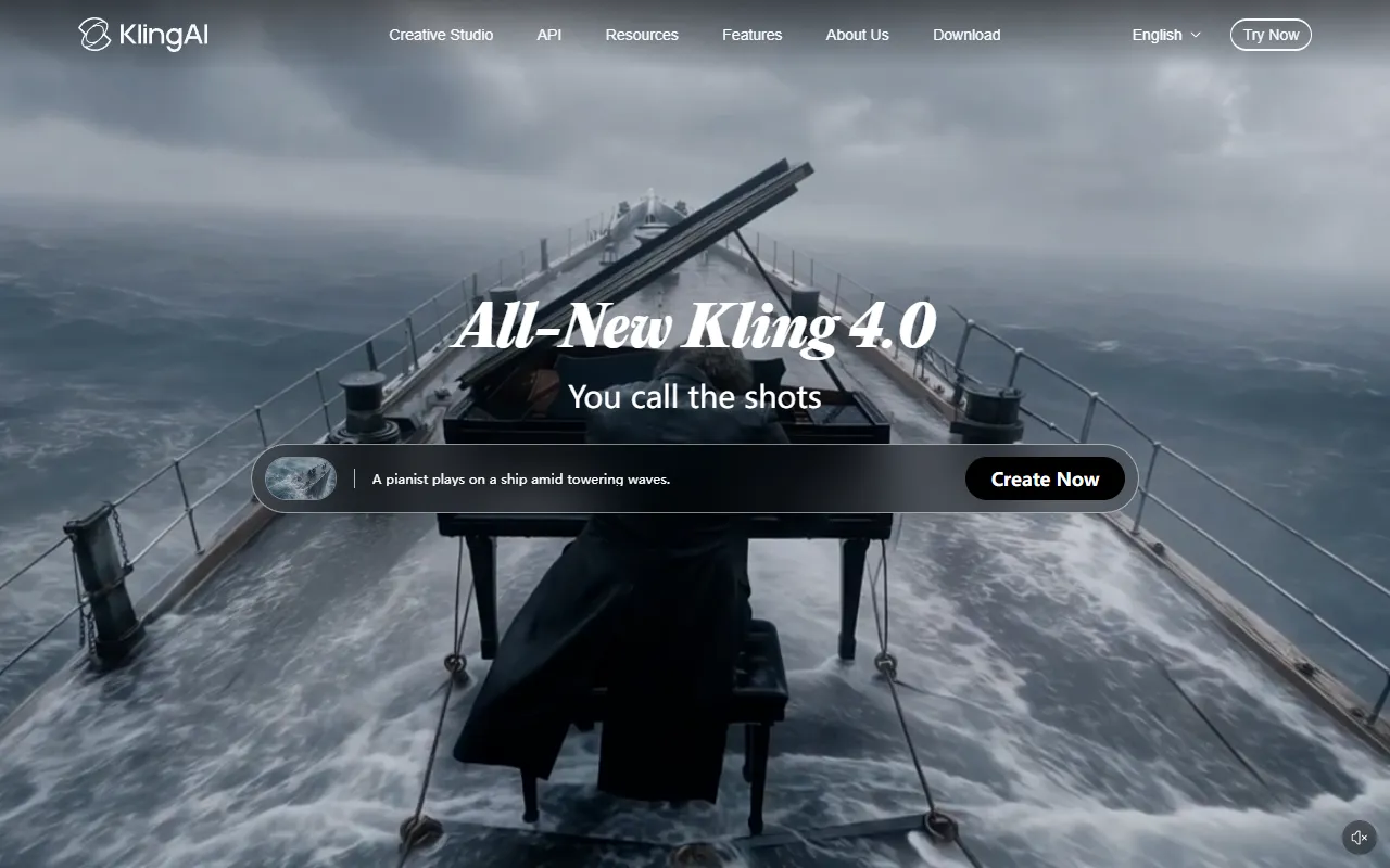 Kling AI website screenshot