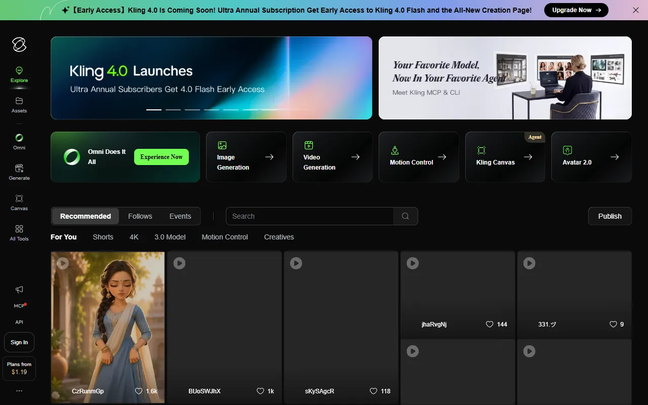 klingai website screenshot