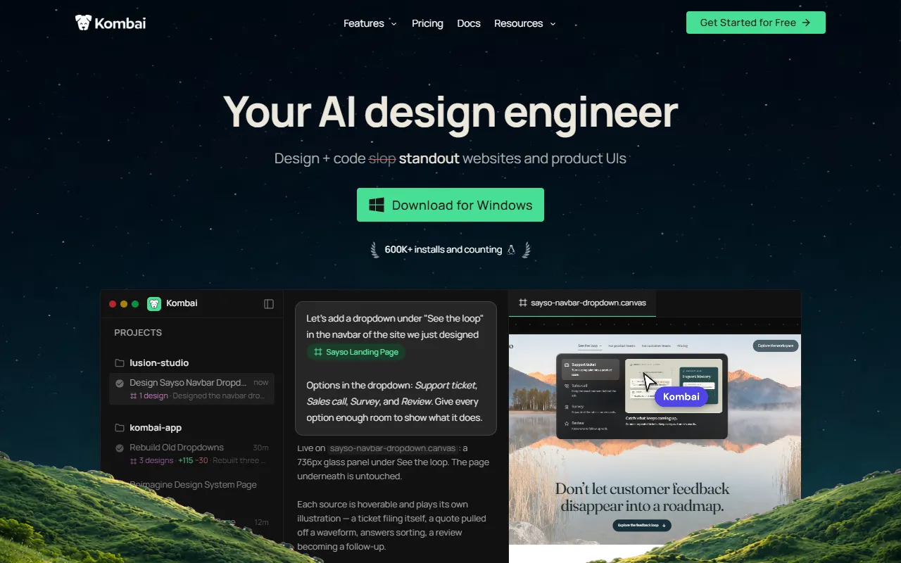 Kombai website screenshot