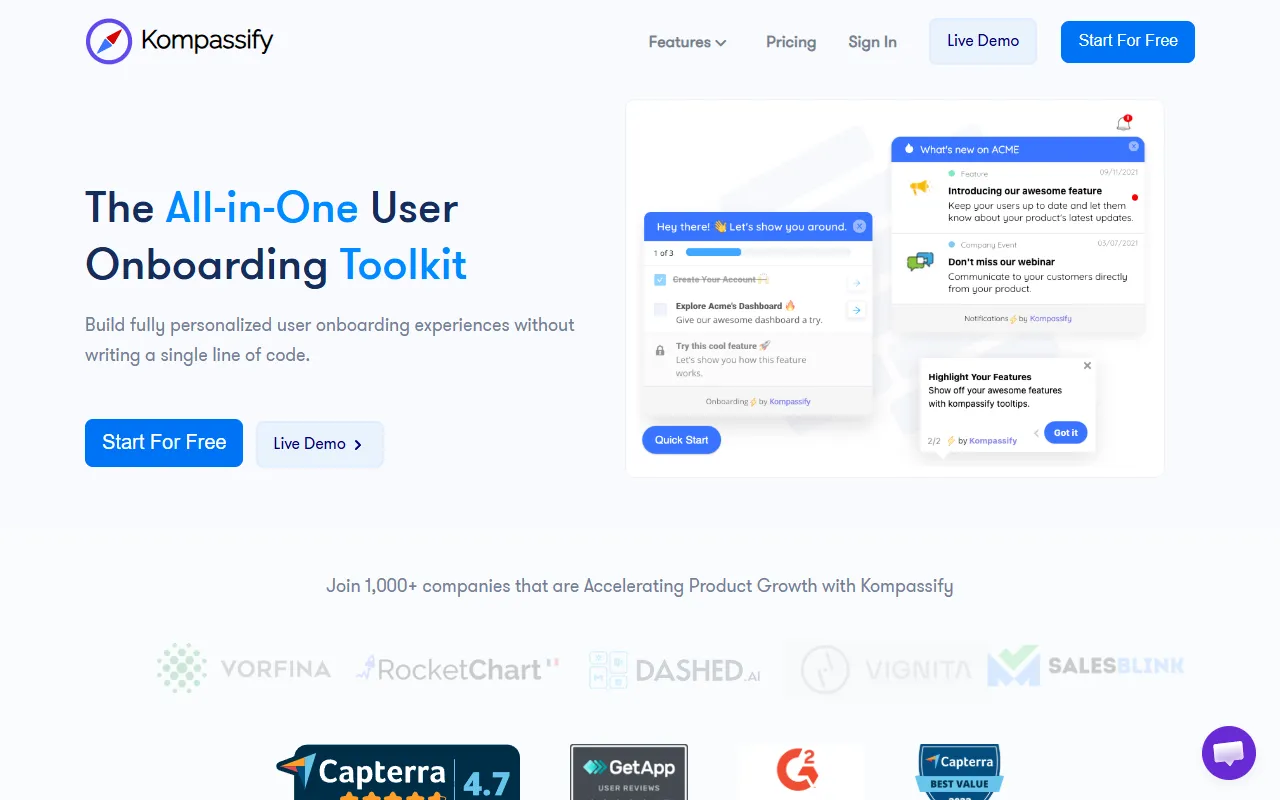 Kompassify website screenshot