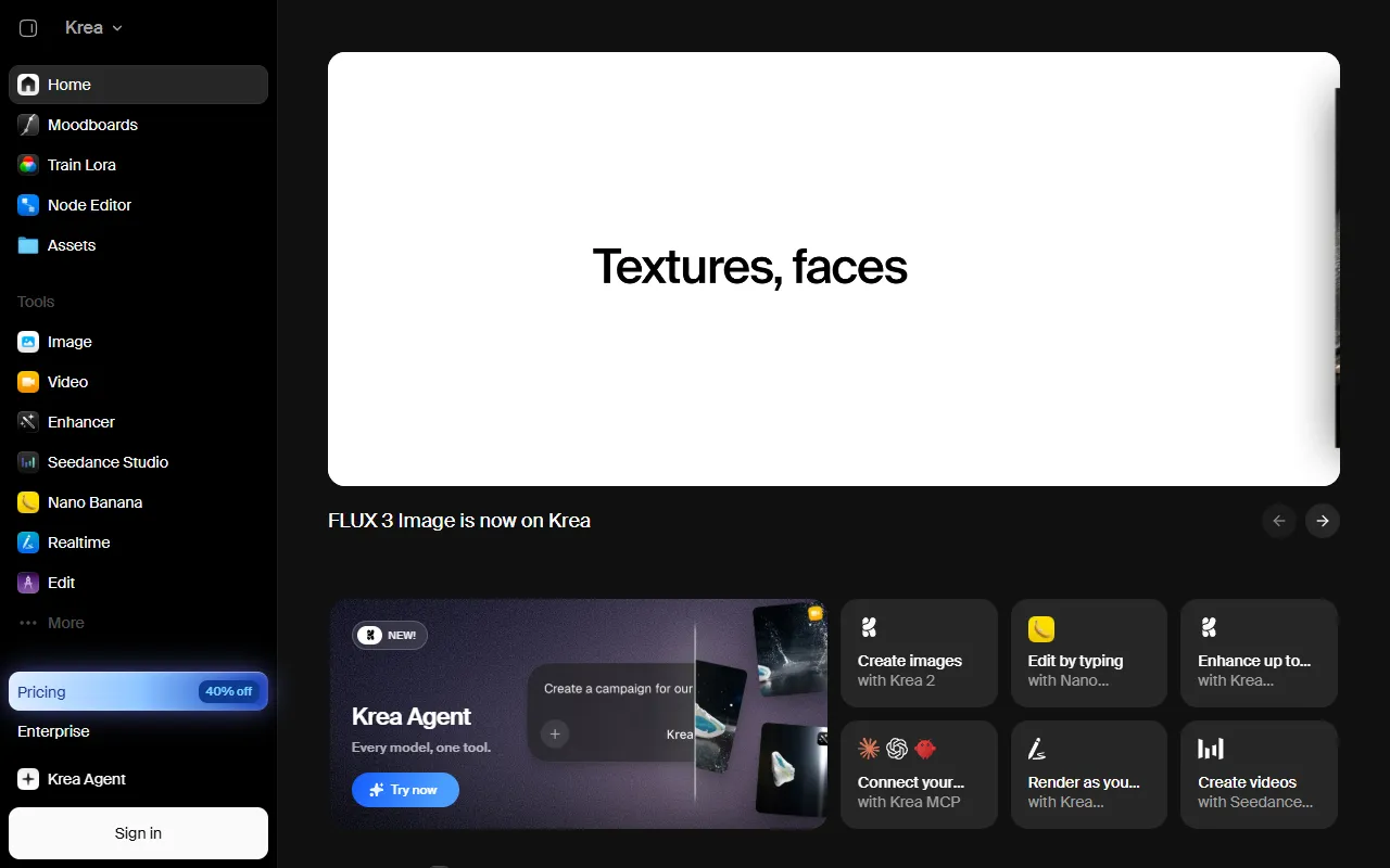 Krea website screenshot