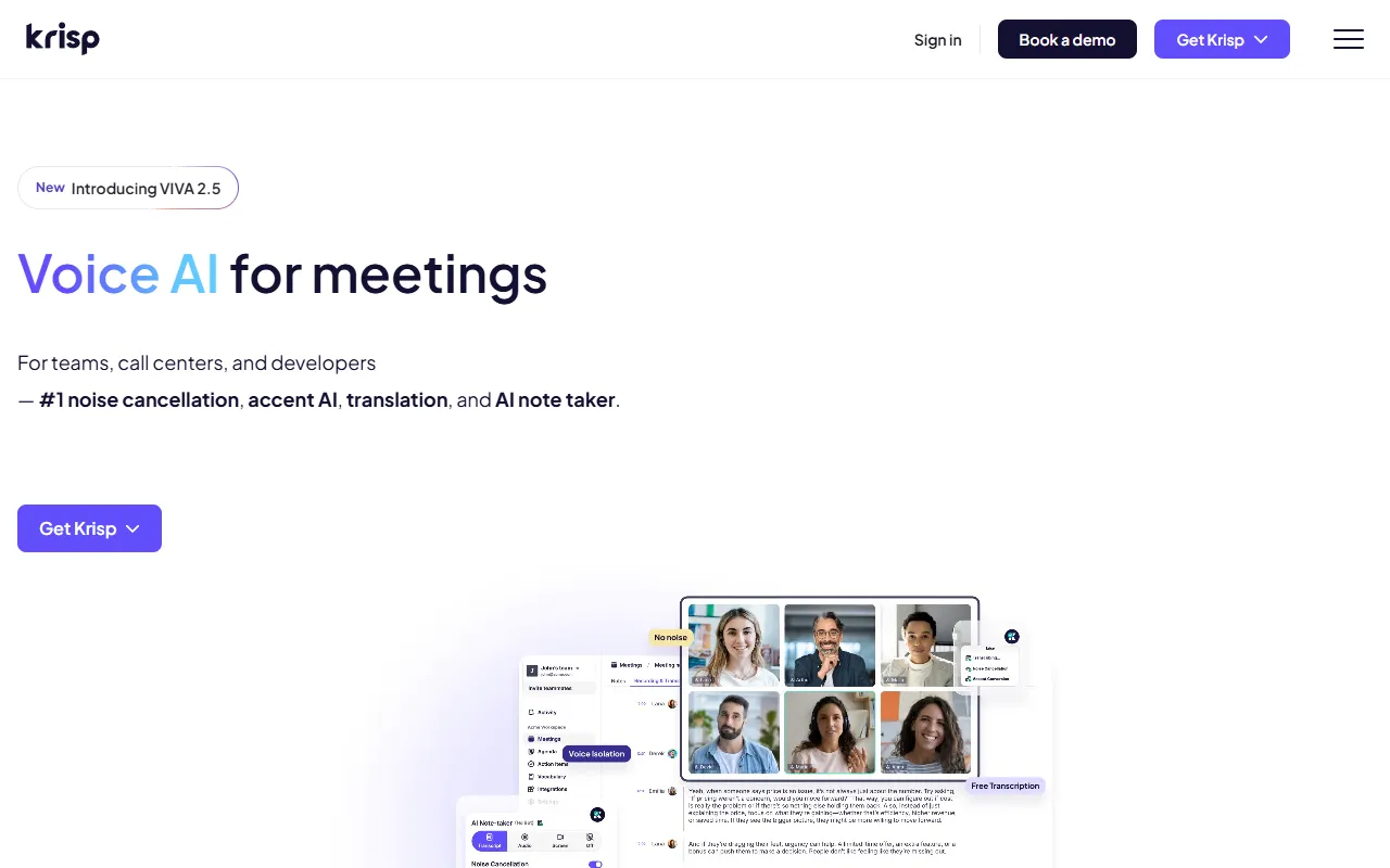 Krisp website screenshot