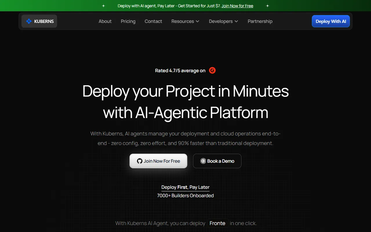 Kuberns website screenshot