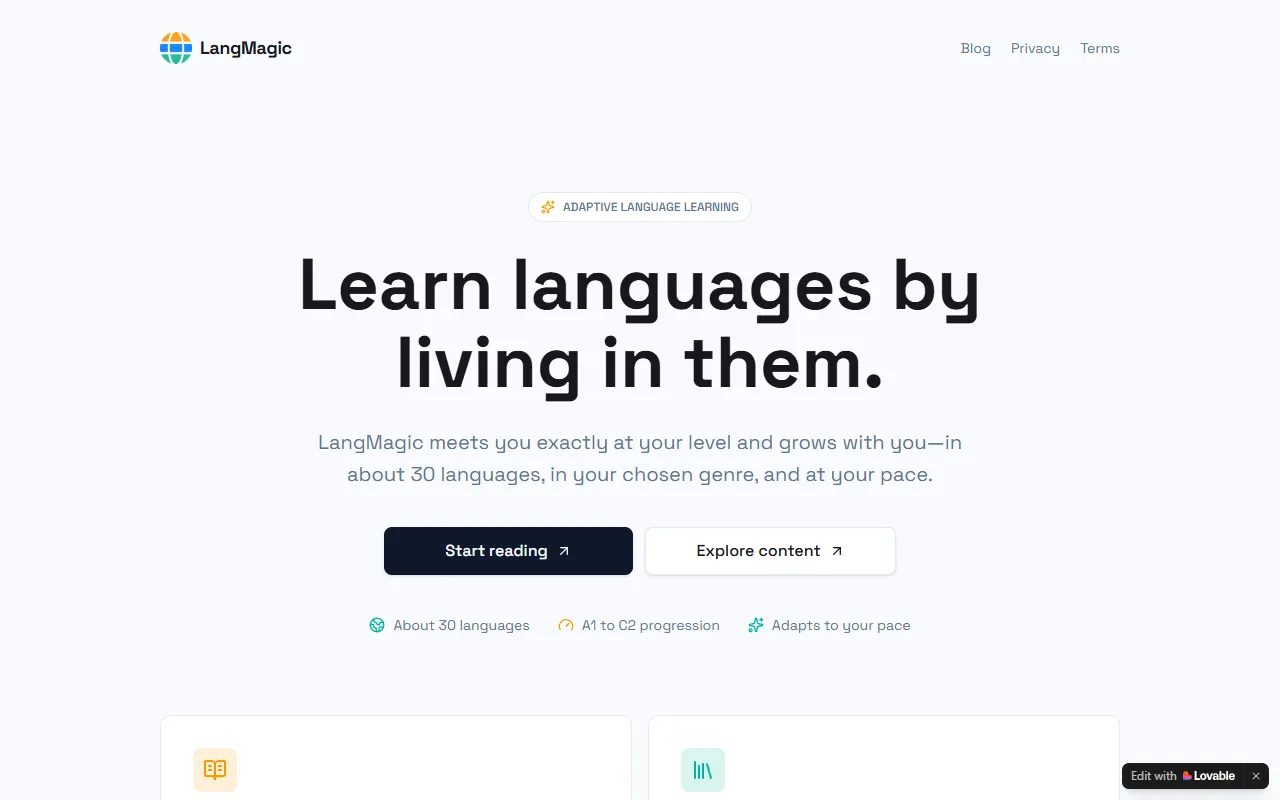 LangMagic website screenshot