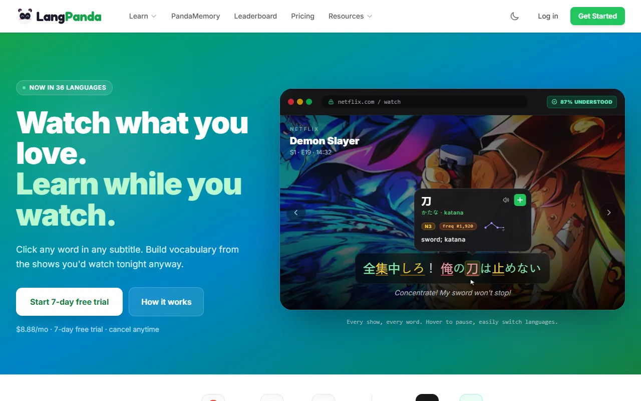 LangPanda website screenshot
