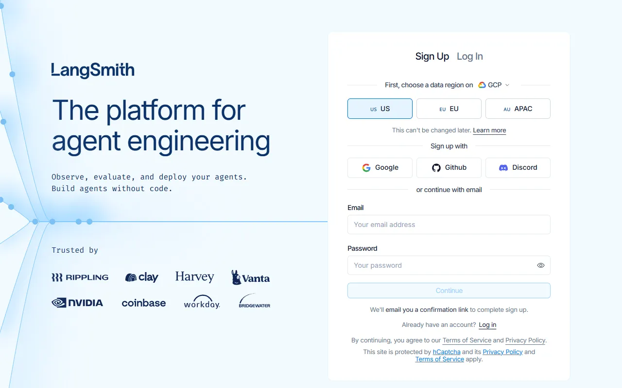 LangSmith website screenshot