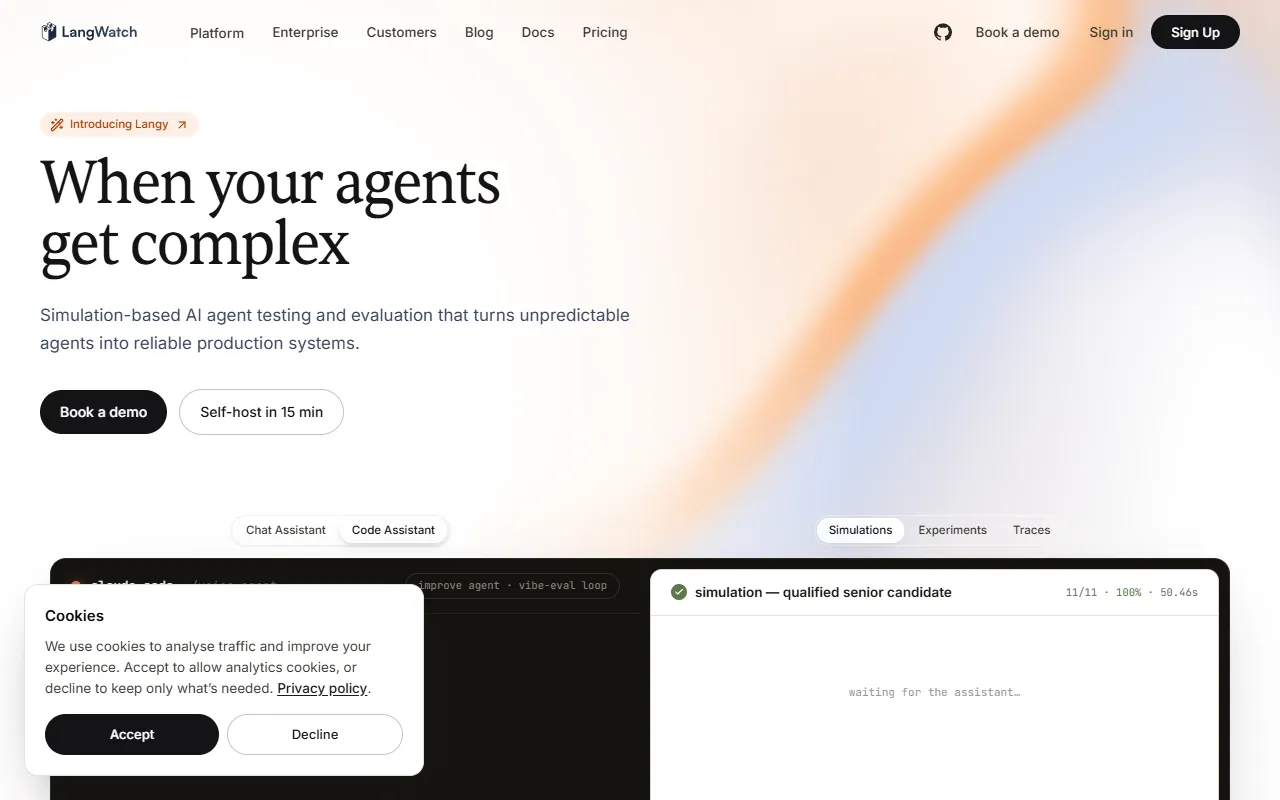 LangWatch website screenshot
