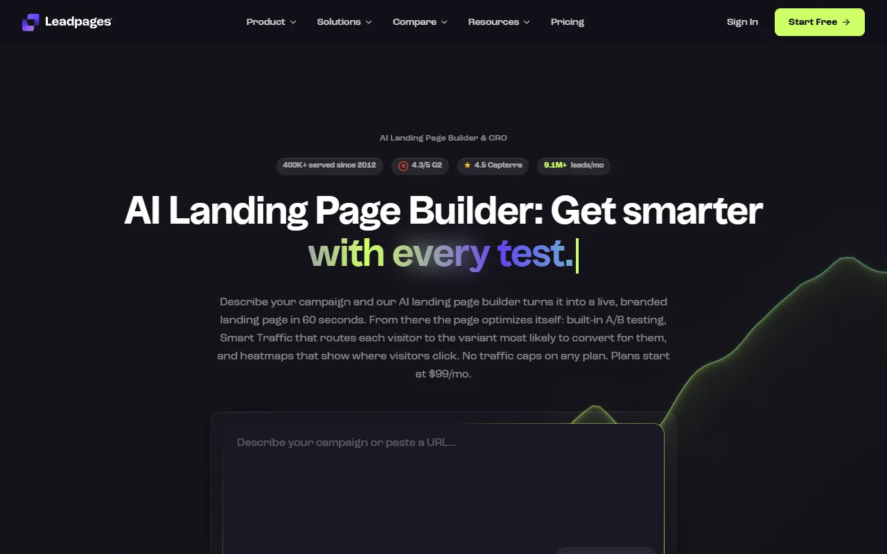 Leadpages AI Engine website screenshot