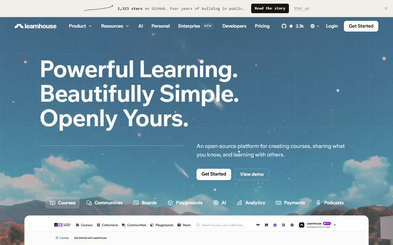 LearnHouse website screenshot