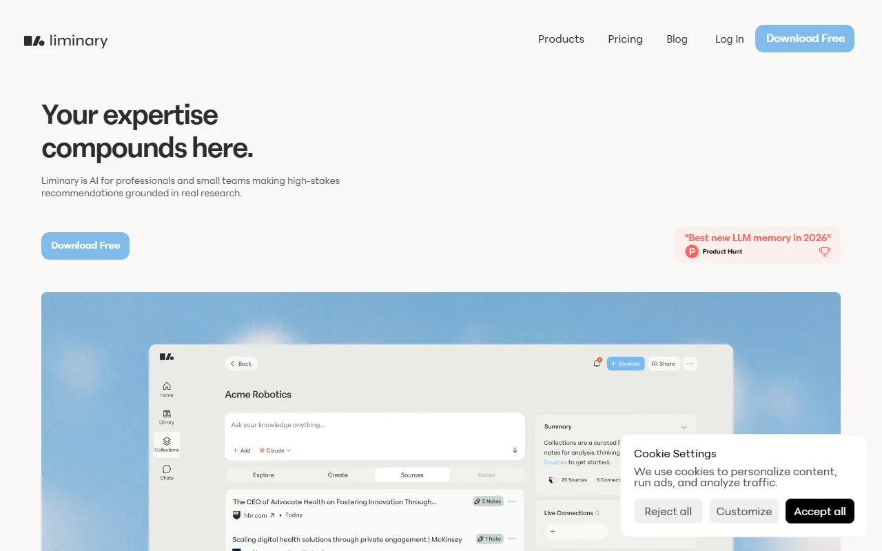 Liminary website screenshot