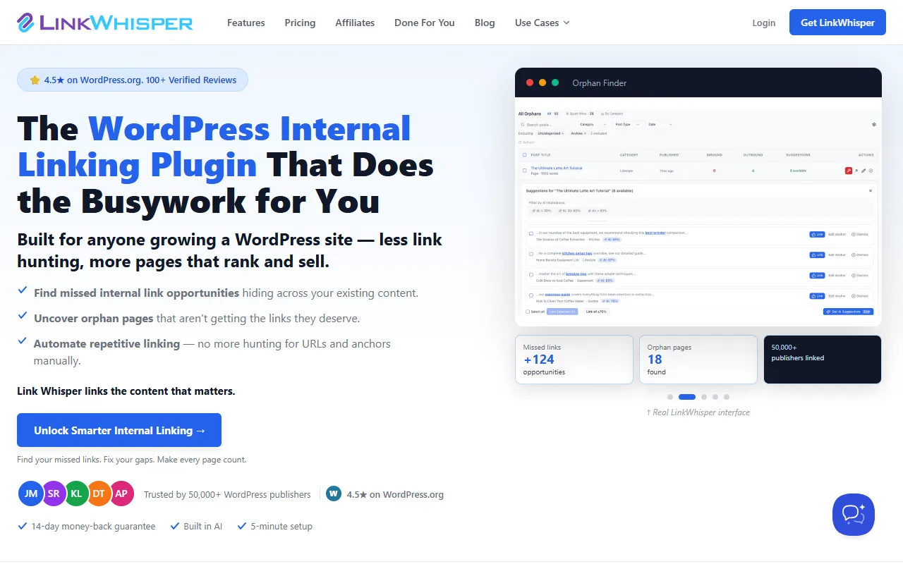 Link Whisper AI website screenshot