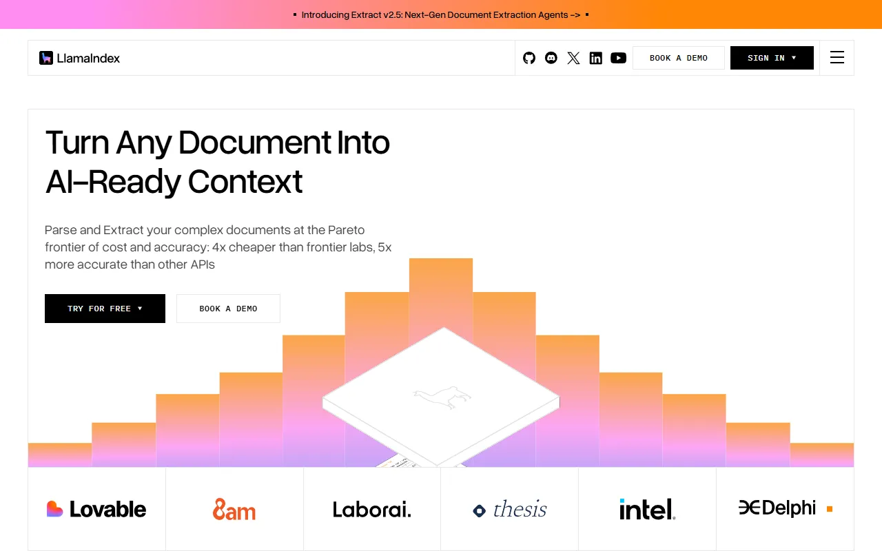 LlamaIndex website screenshot
