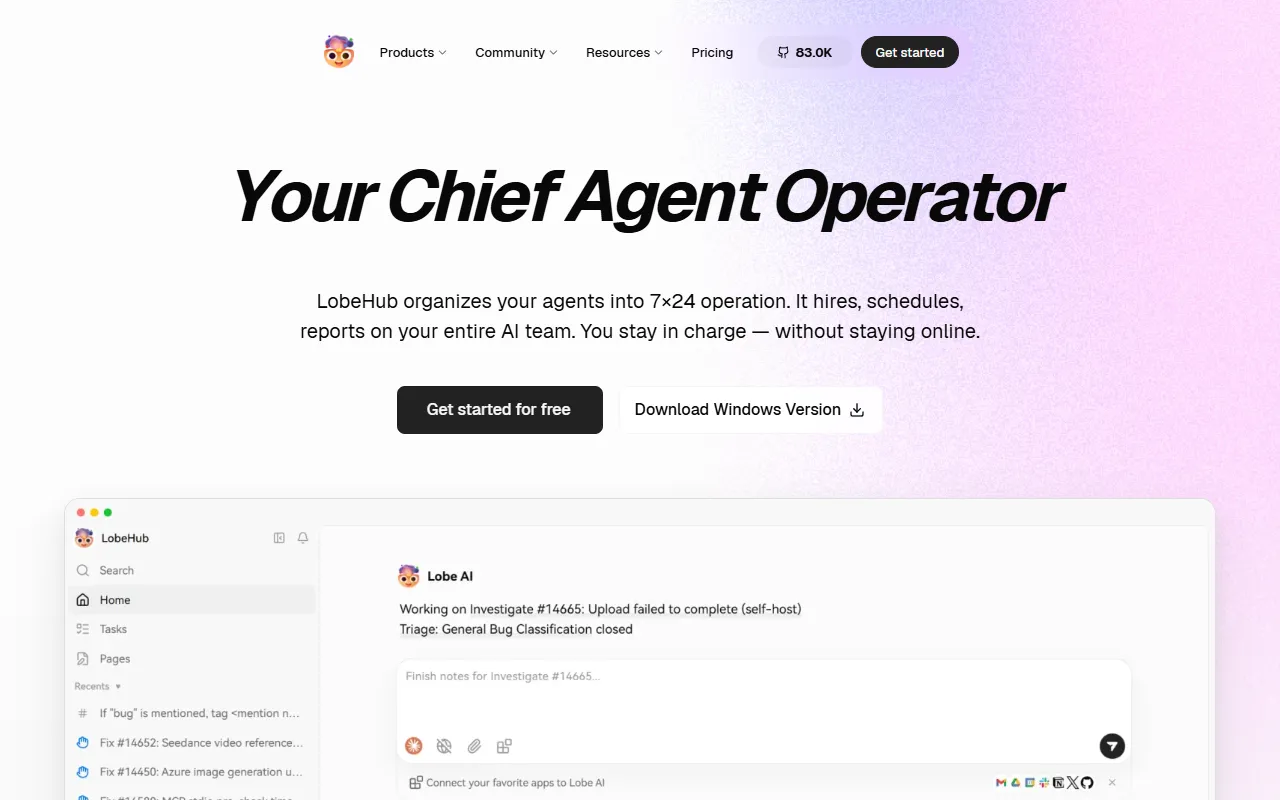 LobeHub website screenshot