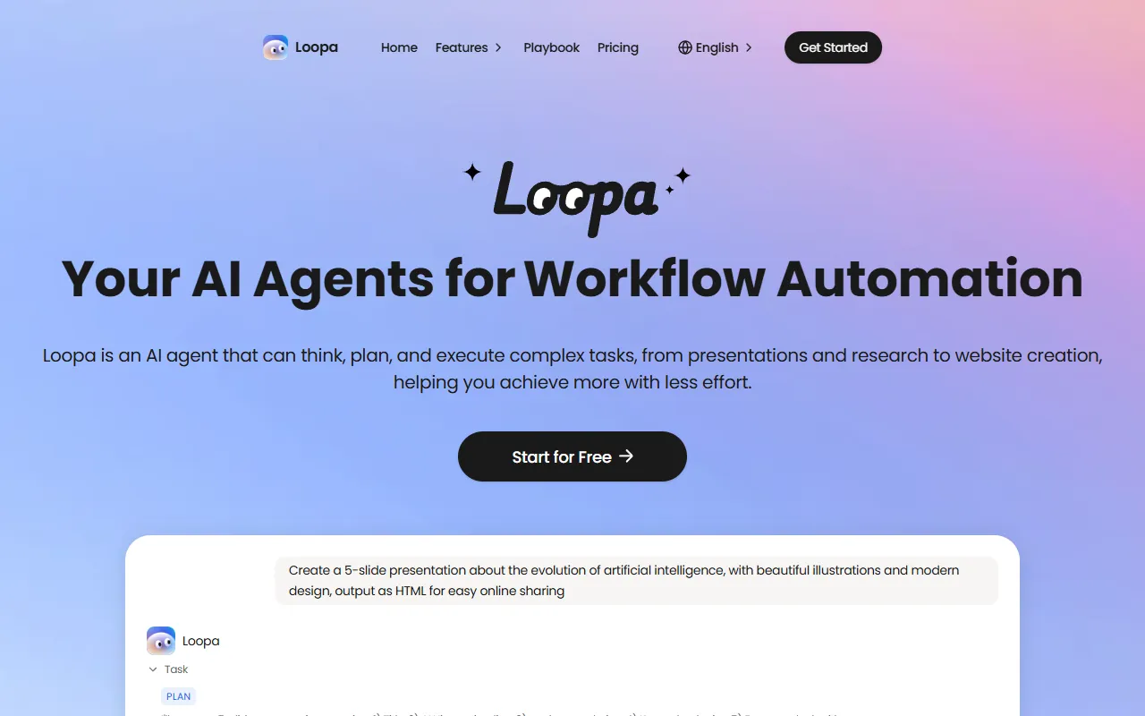 Loopa website screenshot