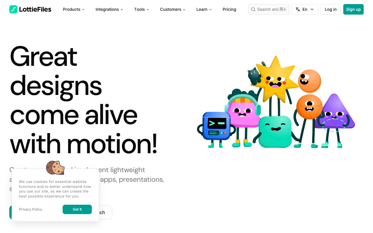 LottieFiles website screenshot