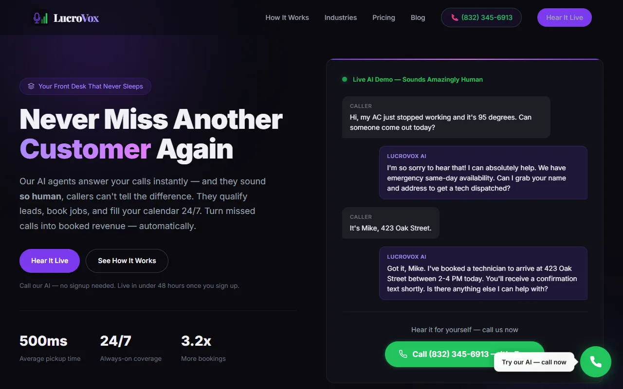 LucroVox website screenshot