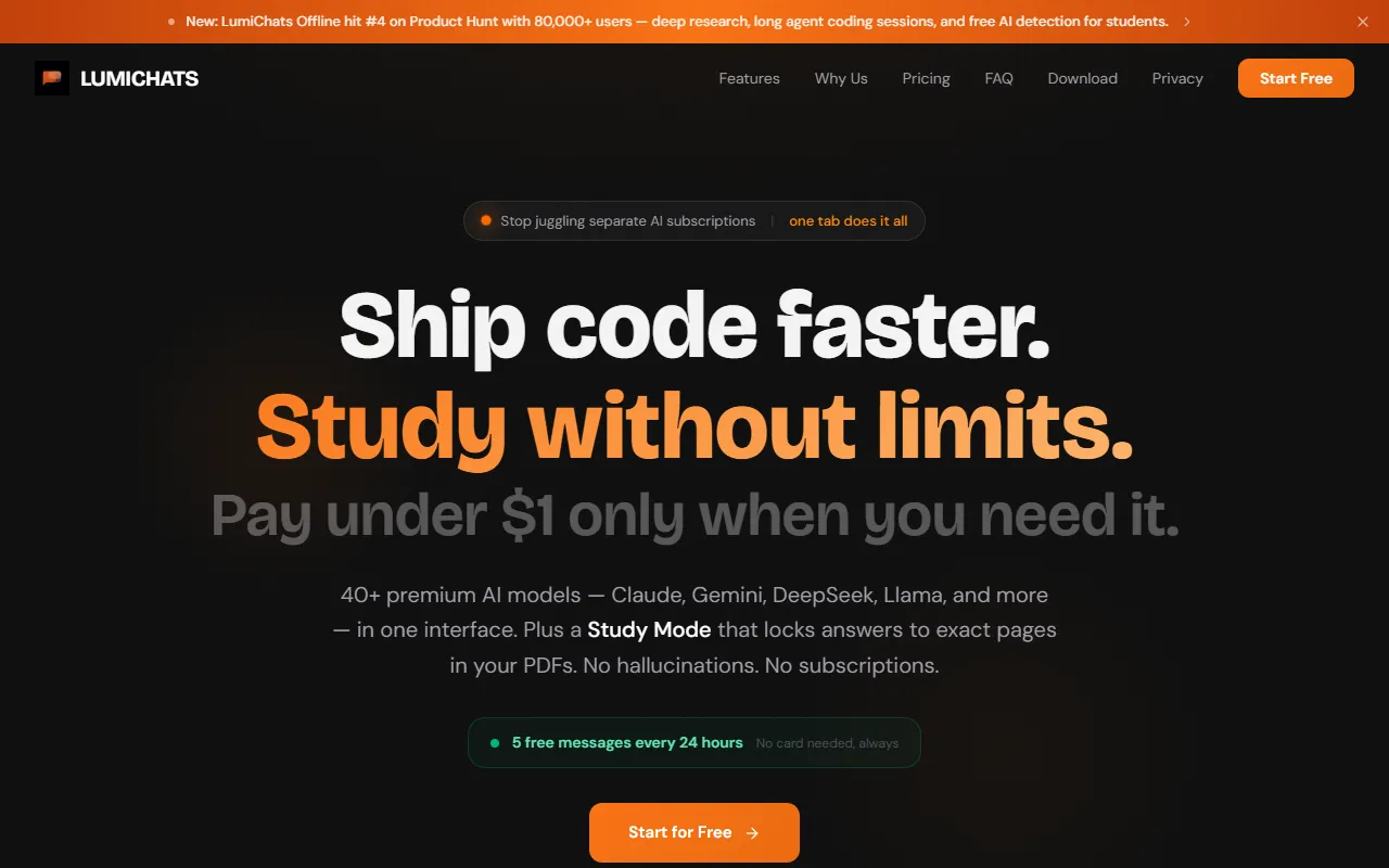 LumiChats Offline website screenshot