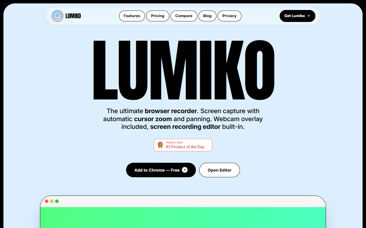 Lumiko website screenshot