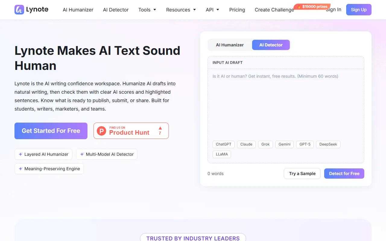 Lynote website screenshot
