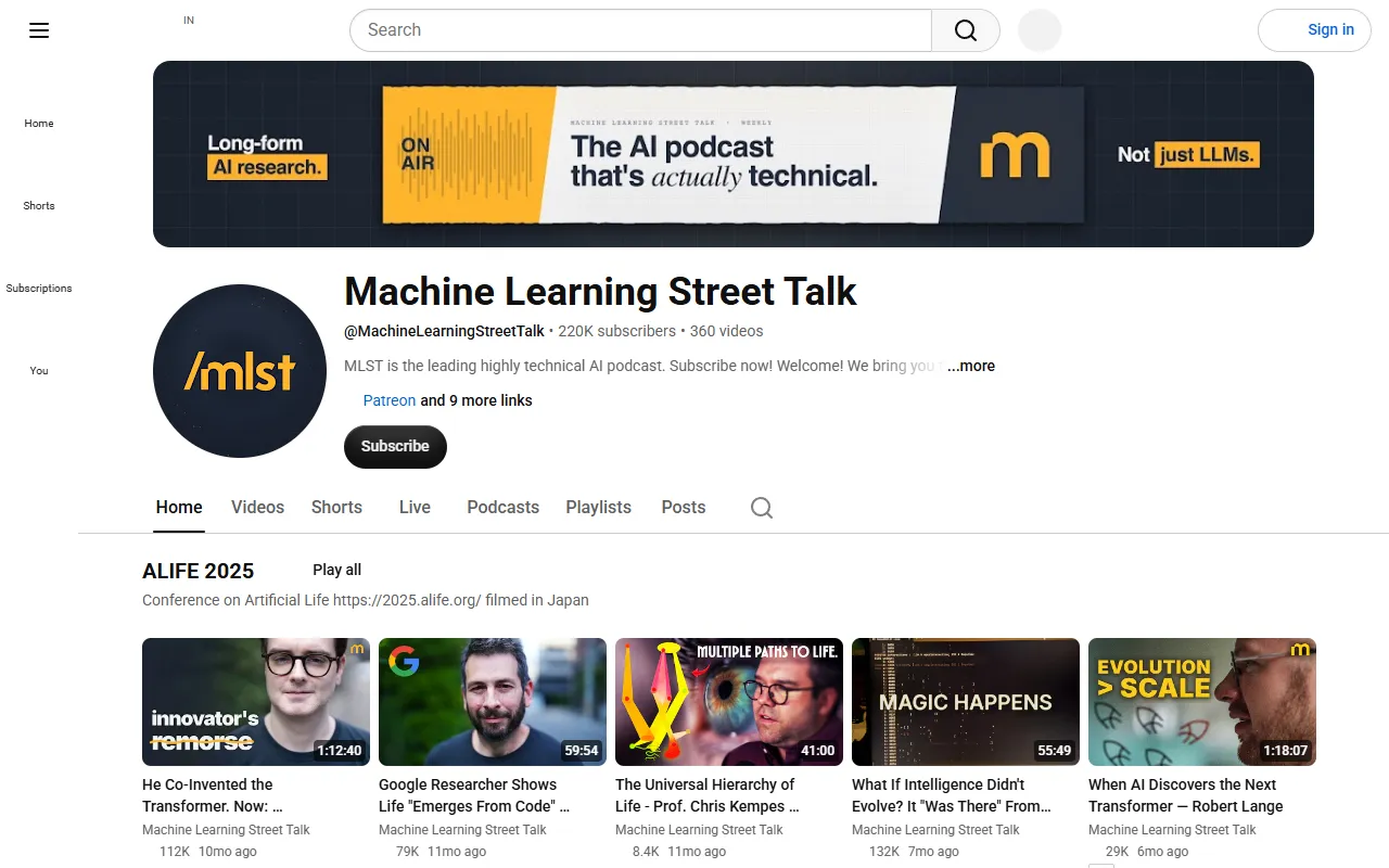 Machine Learning Street Talk website screenshot