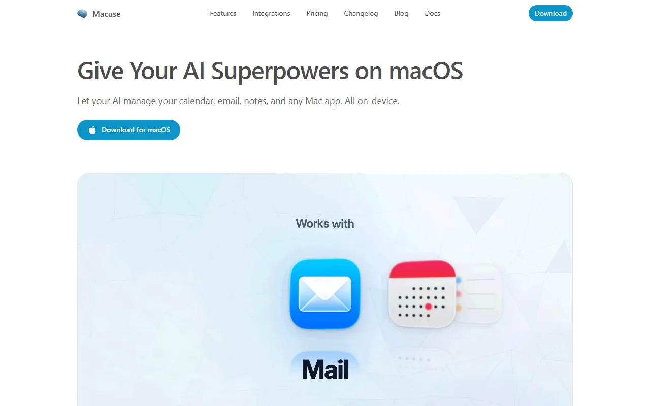 Macuse website screenshot
