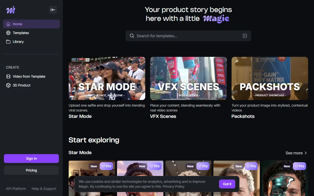 Magic website screenshot