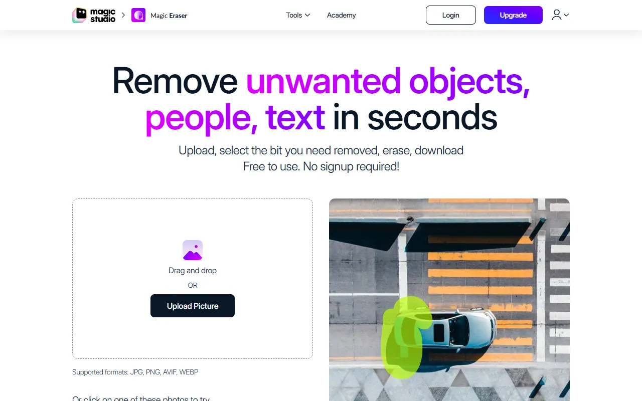 Magic Eraser website screenshot