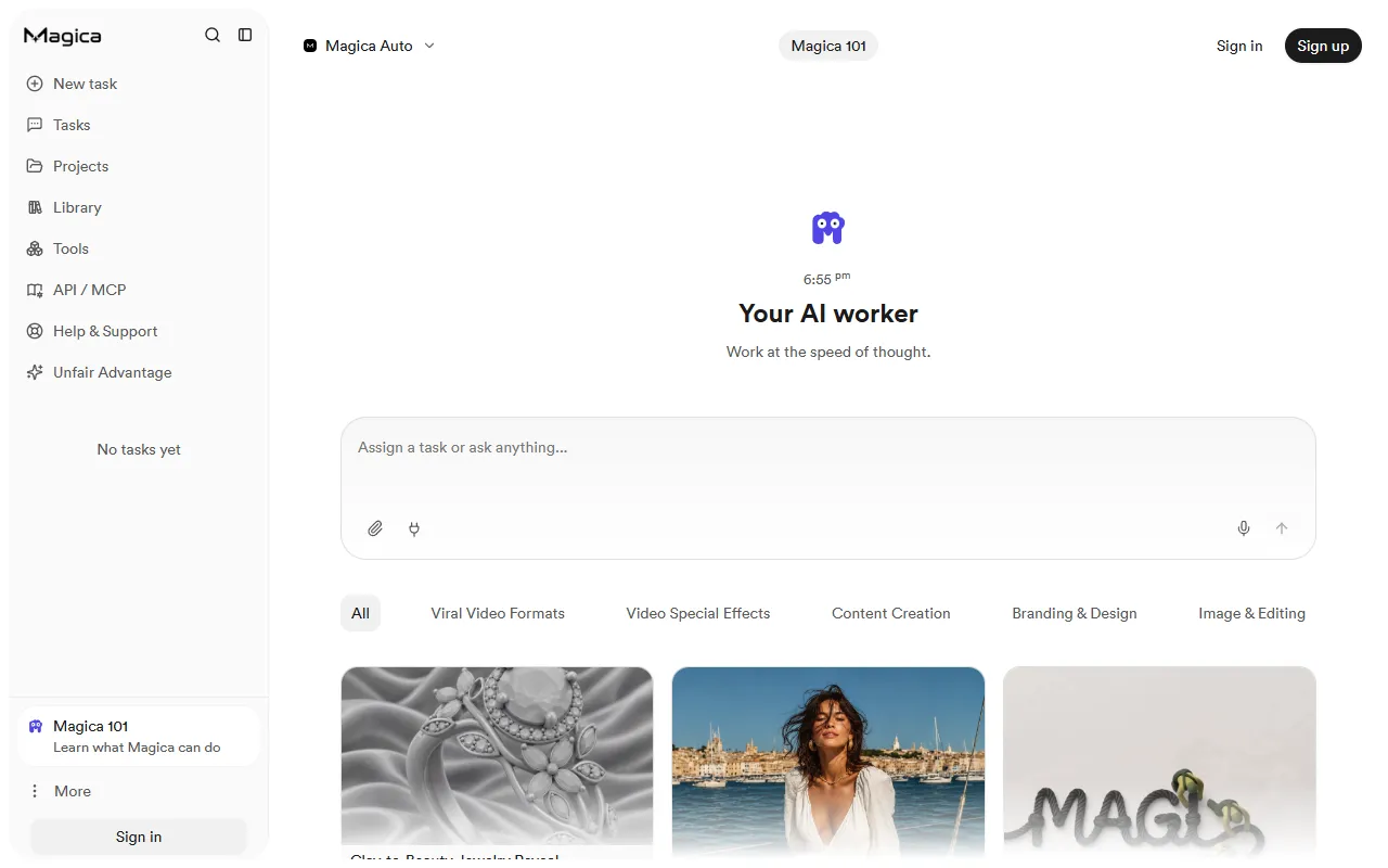 Magica website screenshot