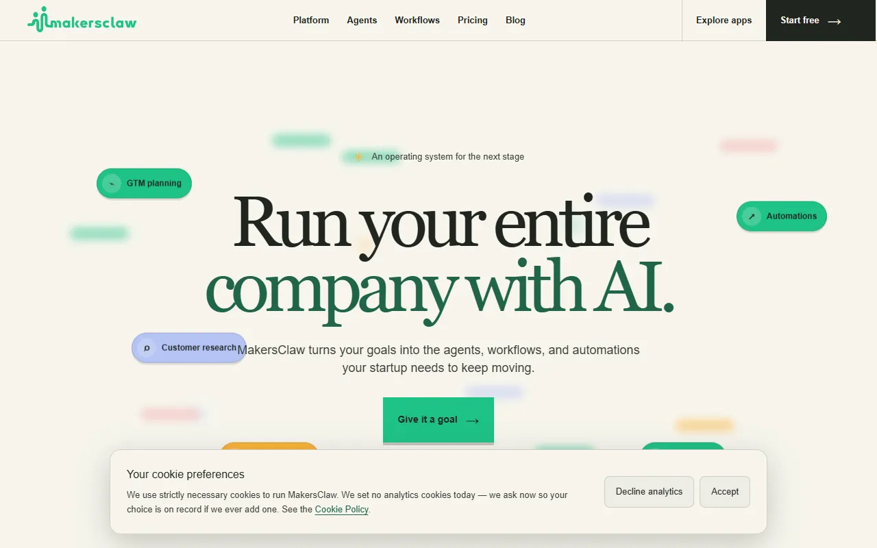 MakersClaw website screenshot