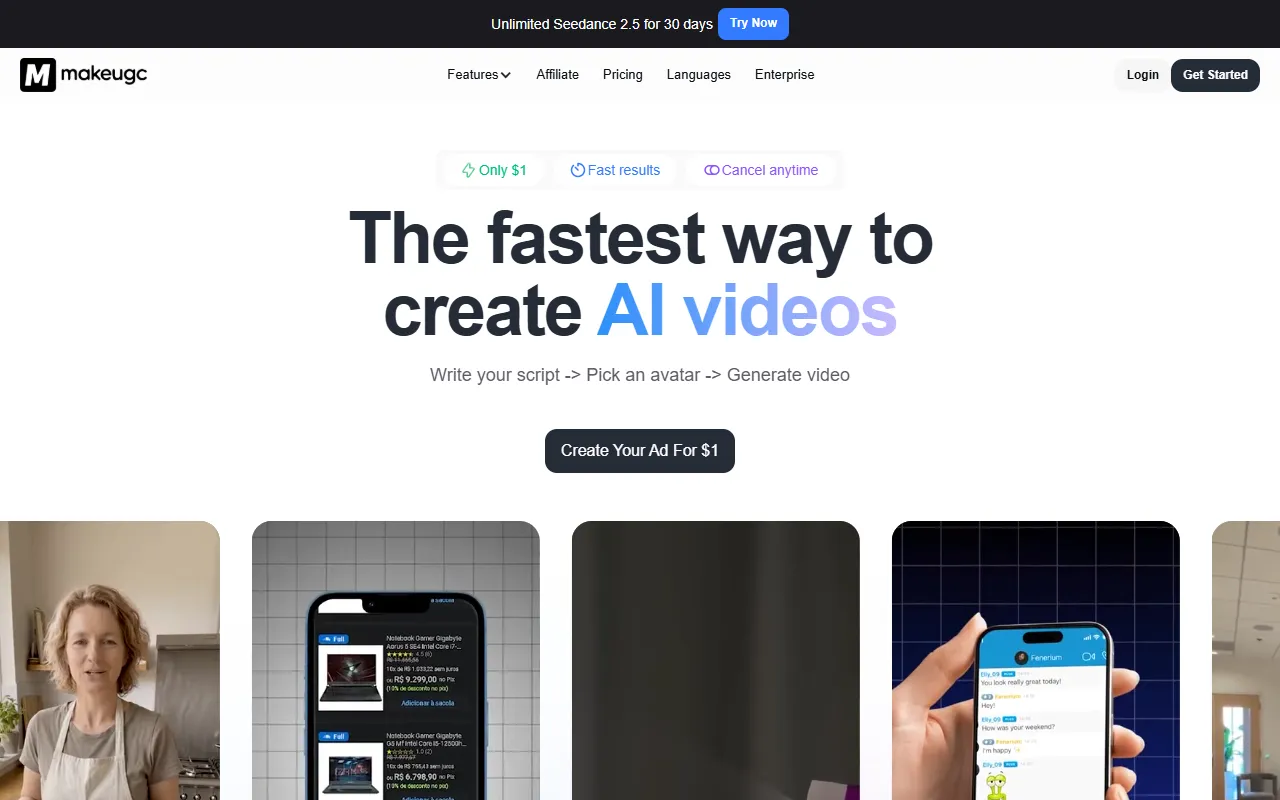 MakeUGC website screenshot