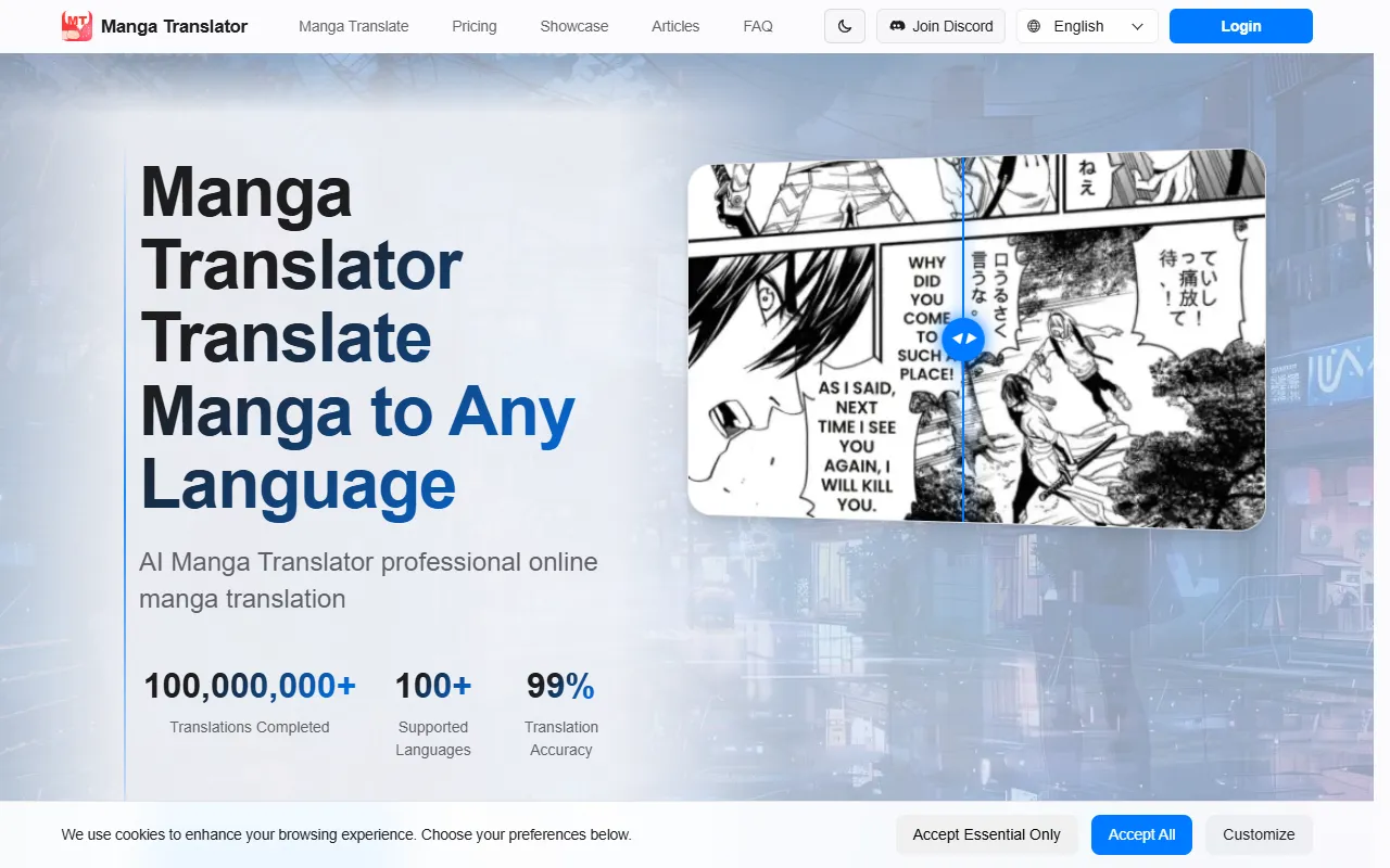 MangaTranslate website screenshot