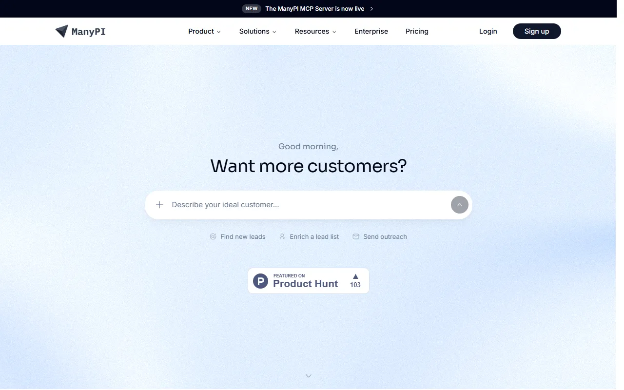 ManyPI website screenshot