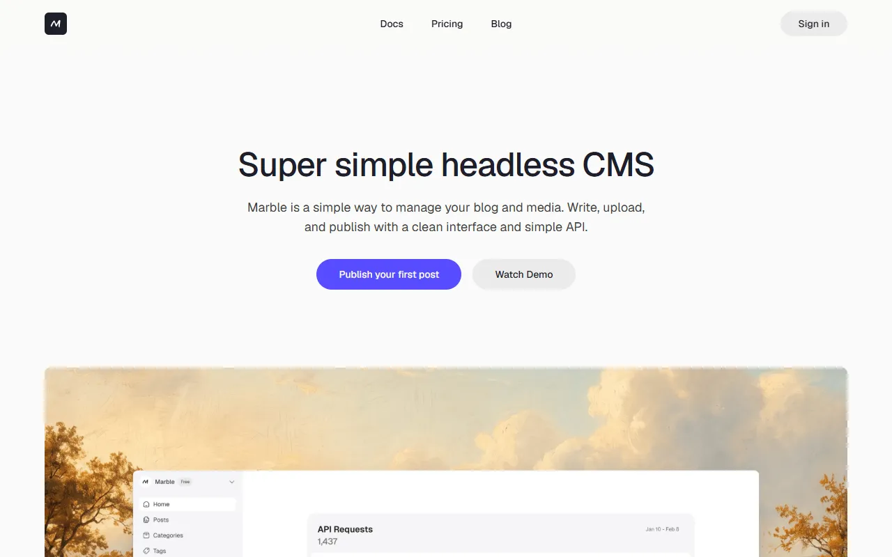 Marble website screenshot