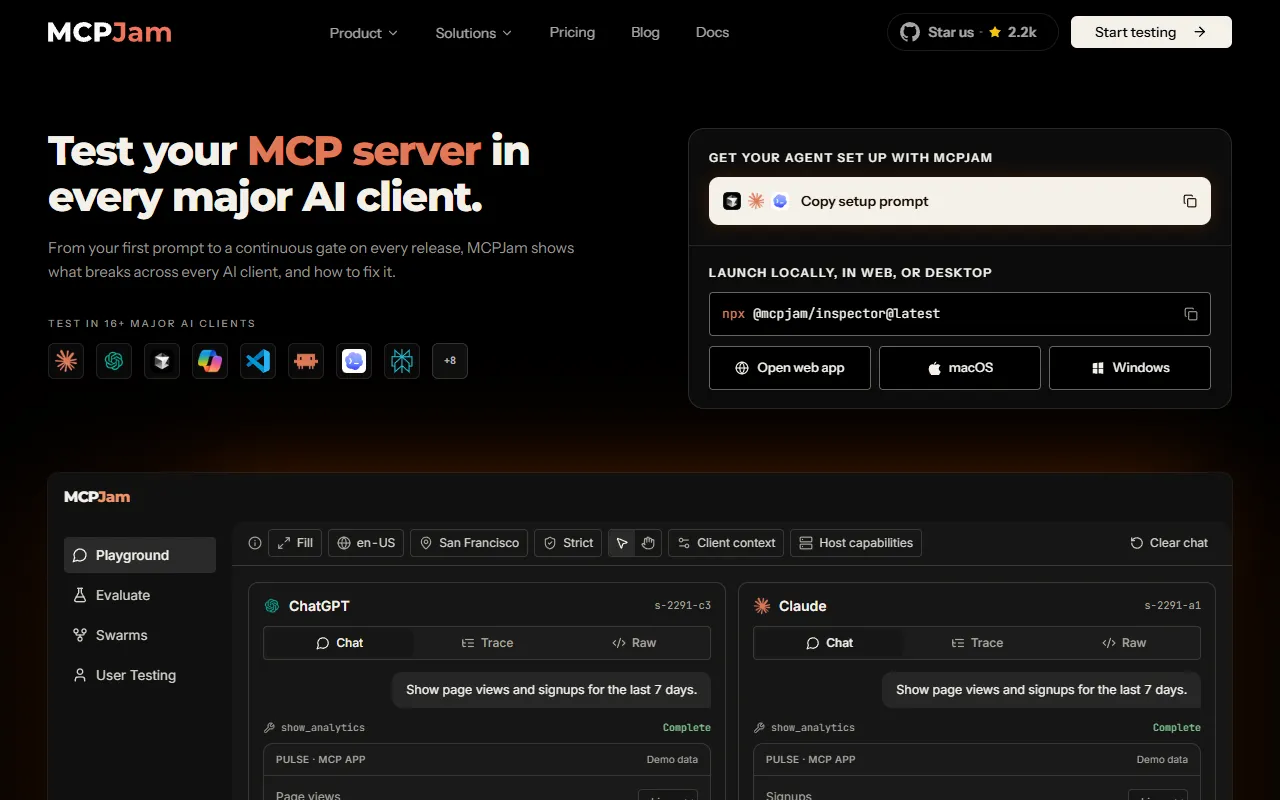 MCPJam website screenshot