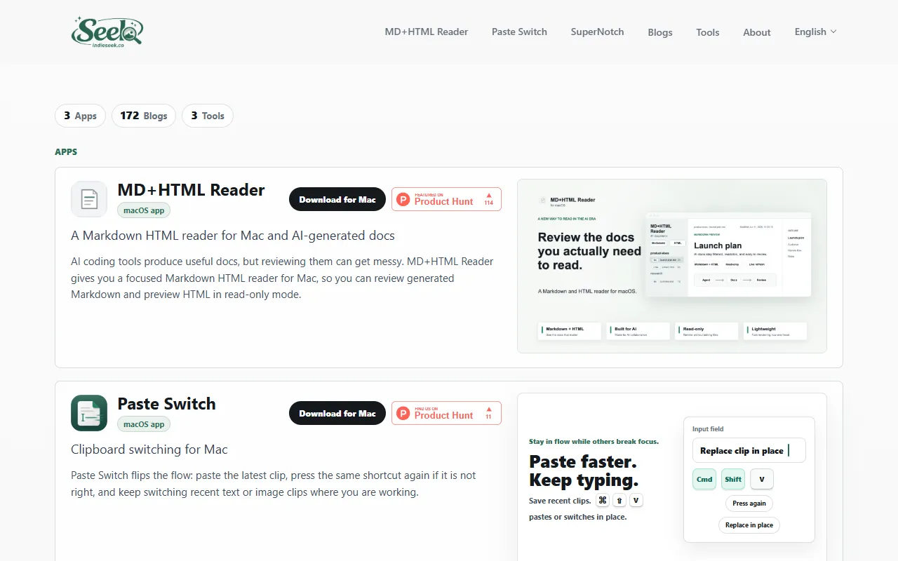 MD+HTML Reader website screenshot