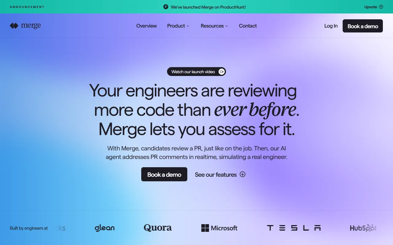 Merge website screenshot