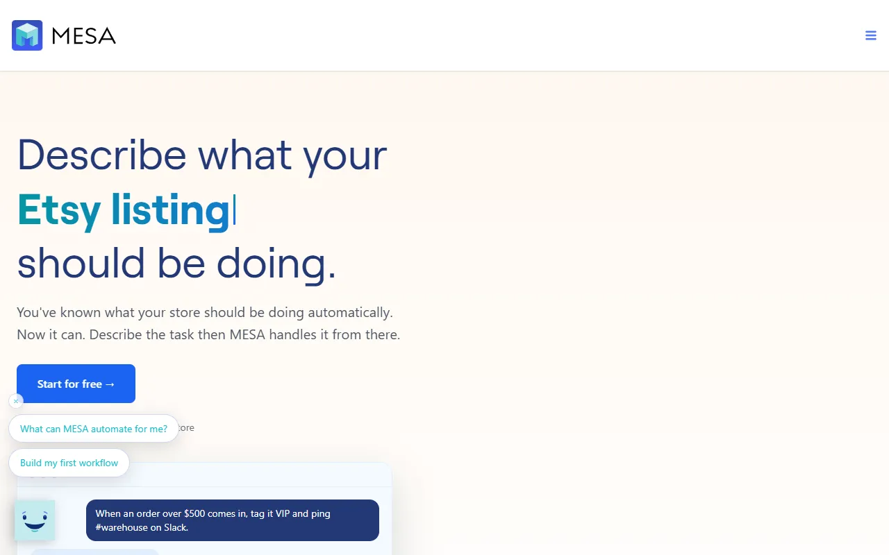 MESA website screenshot