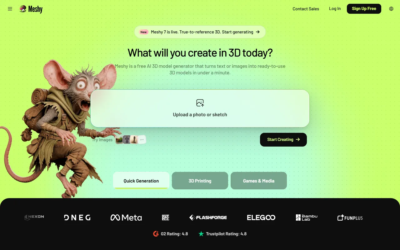 Meshy website screenshot