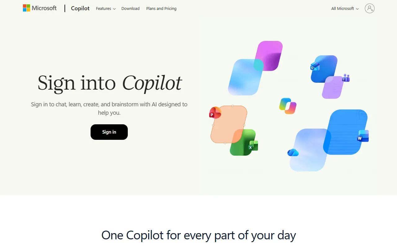 Microsoft Copilot website screenshot