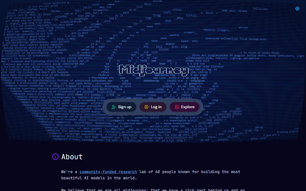 Midjourney website screenshot