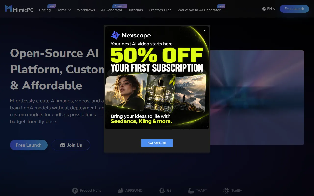 MimicPC website screenshot