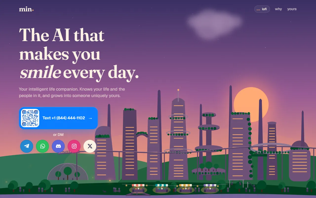 min. website screenshot