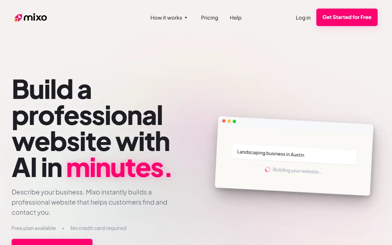 Mixo website screenshot