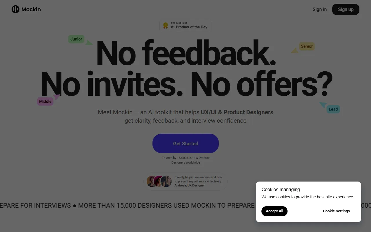 Mockin website screenshot