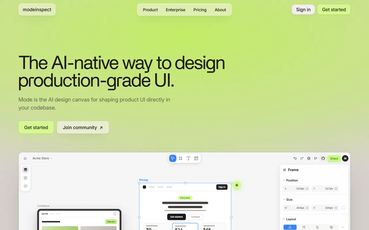 Modeinspect website screenshot