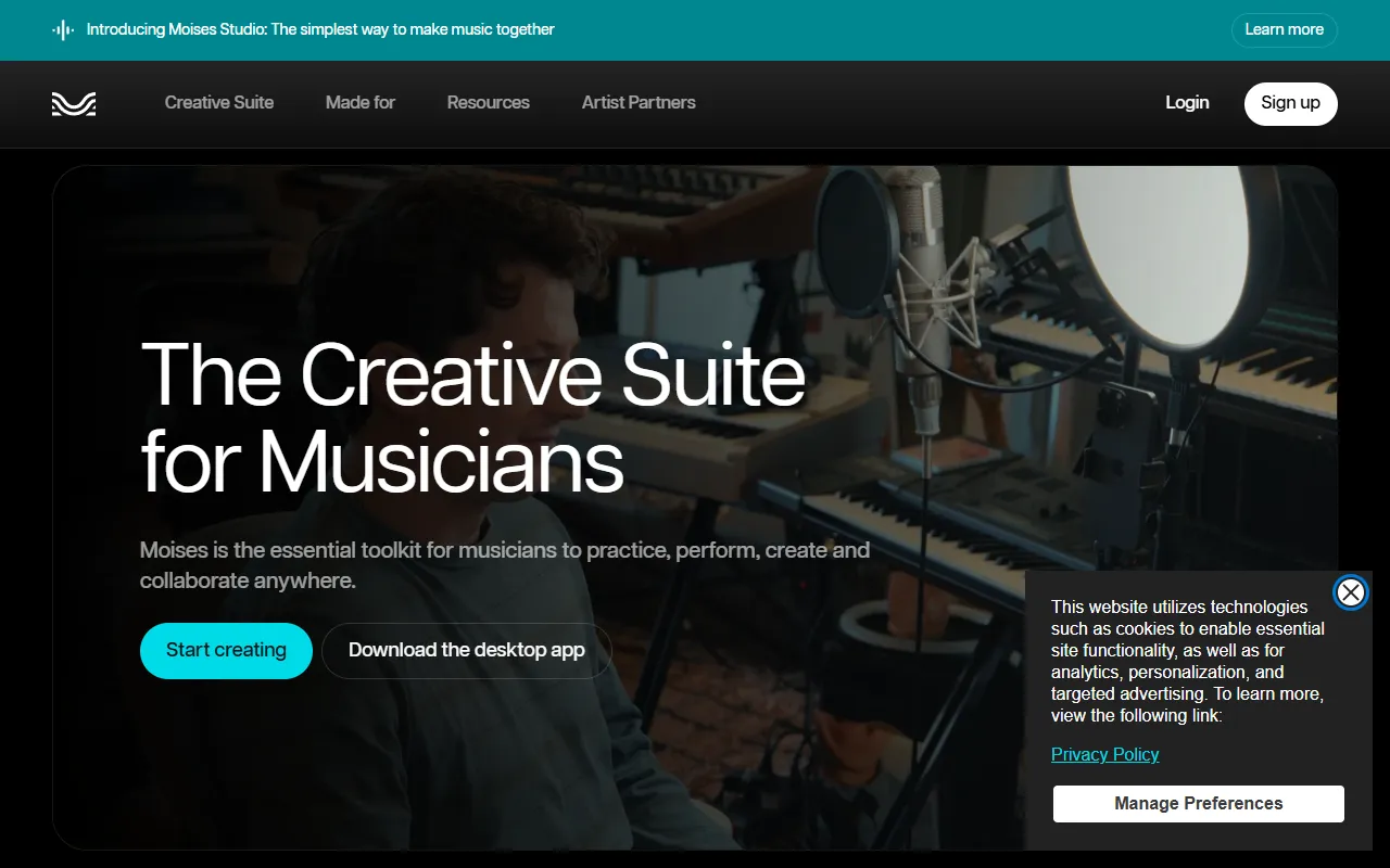 Moises website screenshot