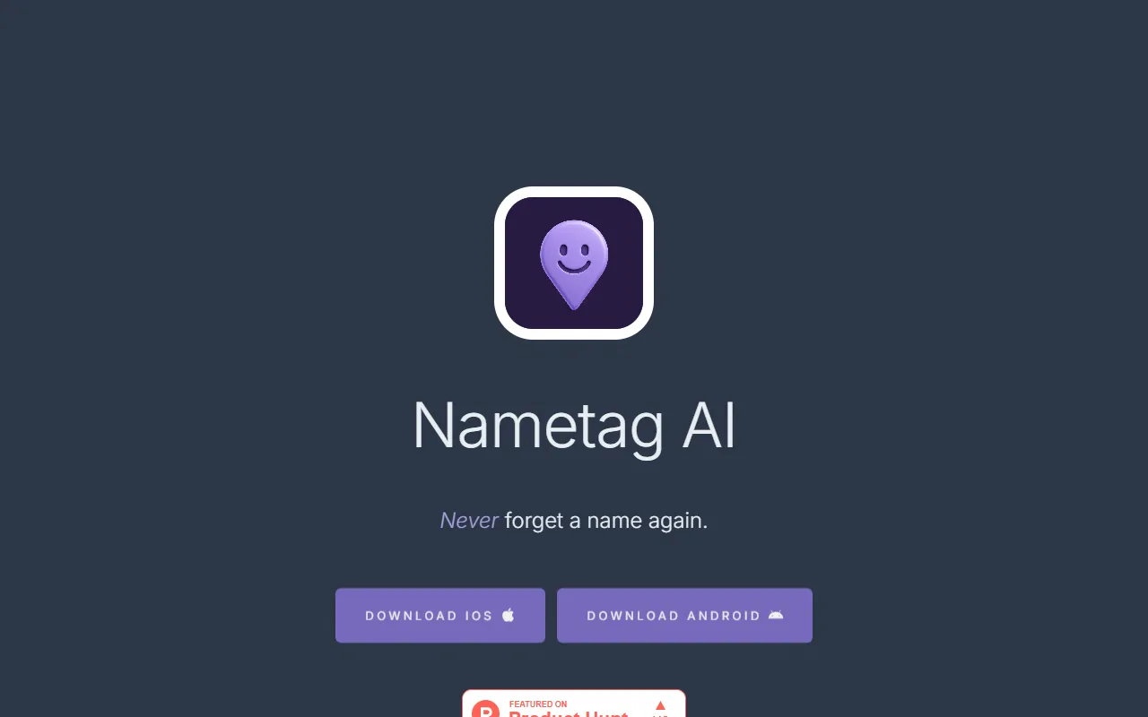 Nametag website screenshot
