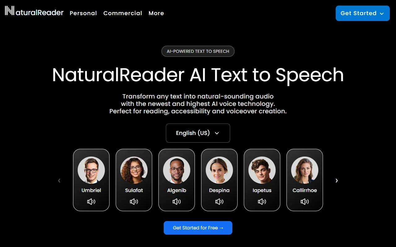 Natural Readers website screenshot